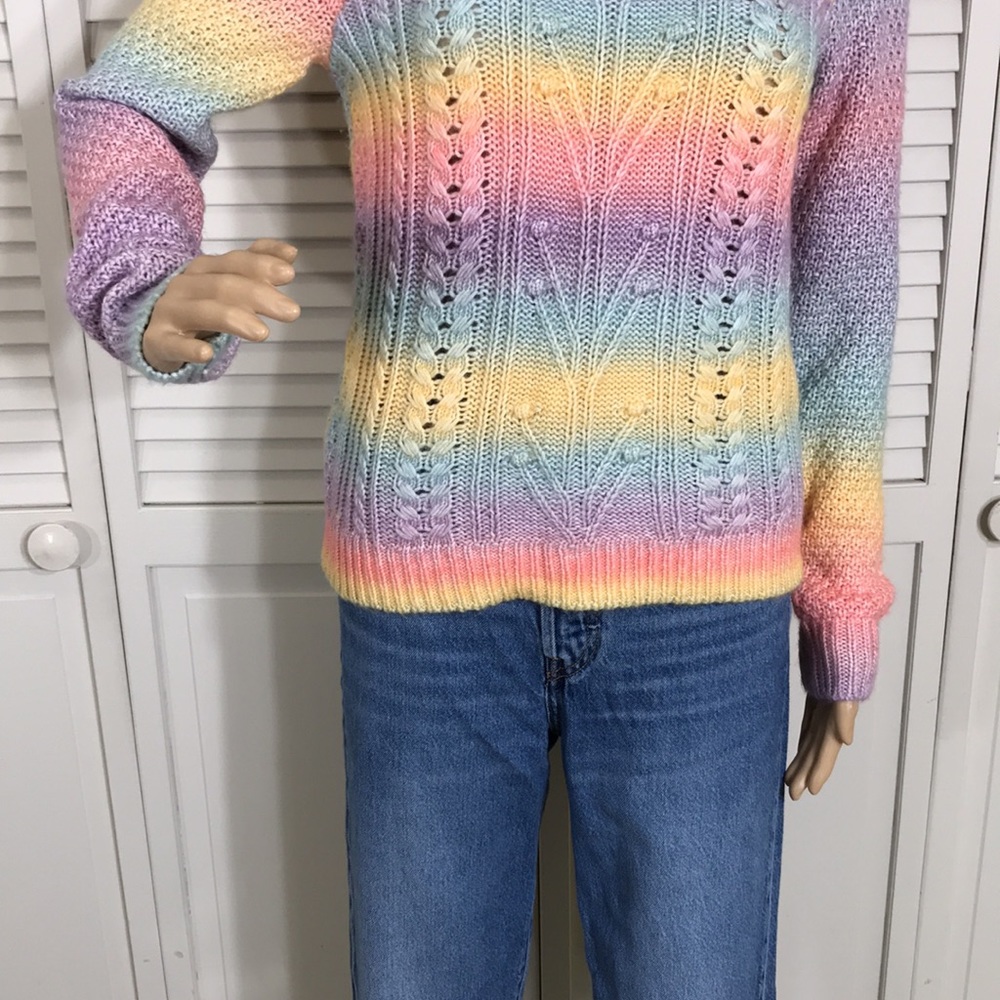 Loft Ann Taylor Multicolor Pastel Rainbow Sweater Small - Picture 5 of 14
